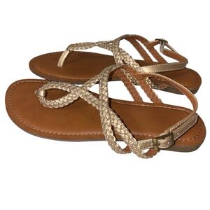 Universal Thread Gold and Tan Braided Sandals Size 7.5